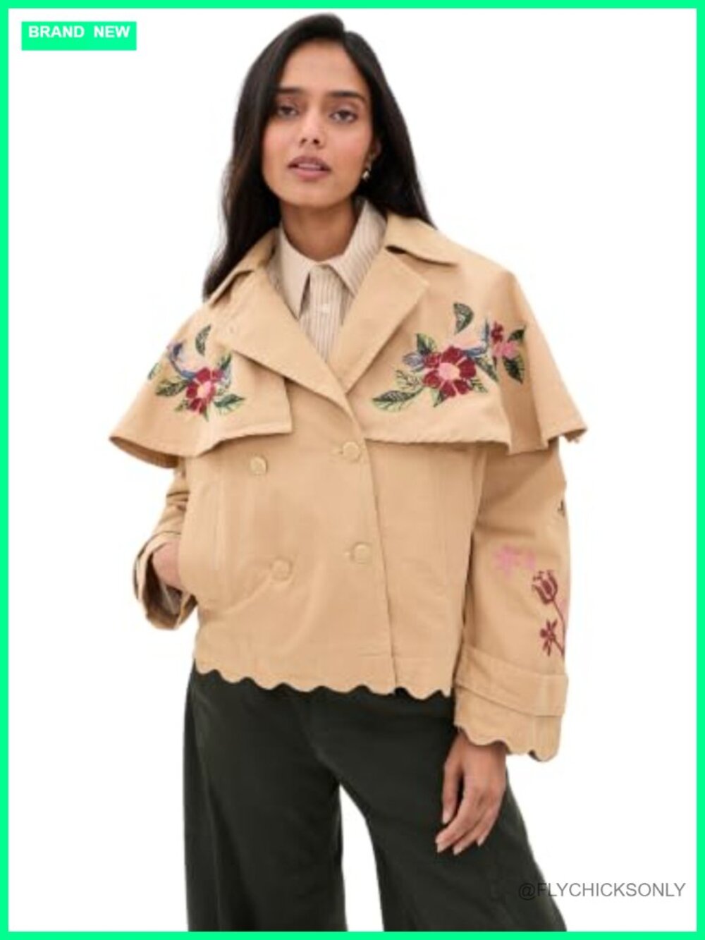 FARM Rio Twill Mini Trench Coat Detachable Cape